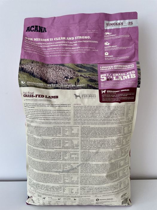 Корм Acana (Акана) Grass Fed Lamb- 2 кг 6кг 11- 17кг для собак з ягням