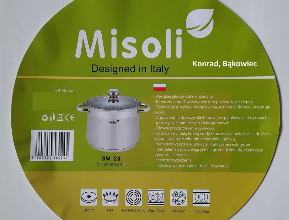 Wysoki Garnek 5L litrów 20cm Stal NIERDZEWNA INDUKCJA,Gaz..na Indukcję