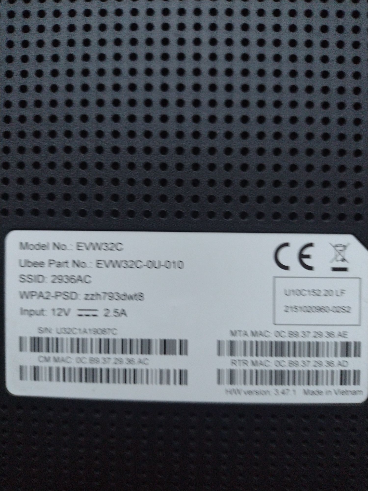 evw32c ubee modem