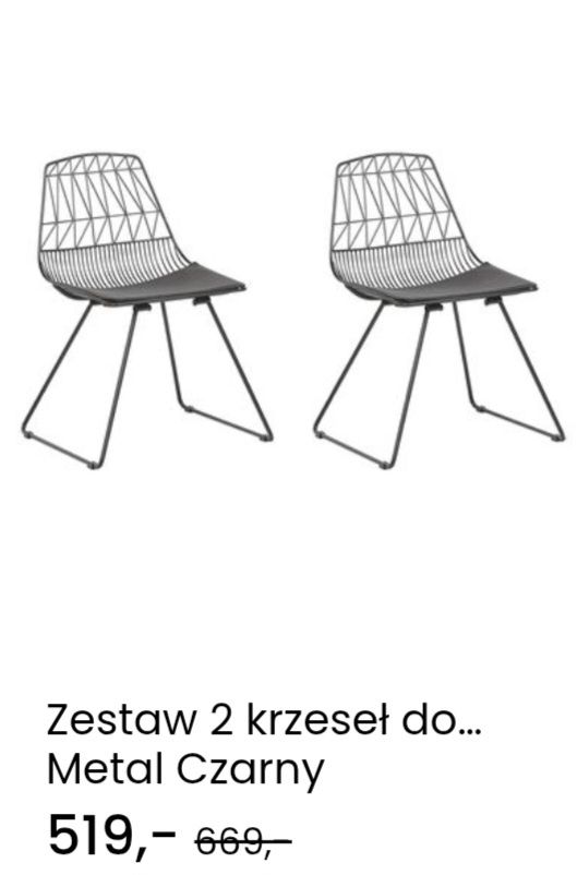 Krzesła HARLAN 4 szt Metal Czarny
