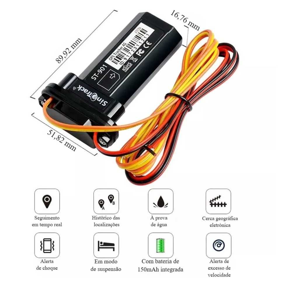 GPS 4G para Carro/Moto com Alarme, Motor Remoto e APP