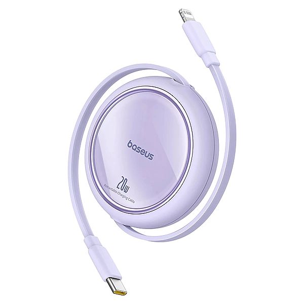 Kabel Baseus Free2Pull zwijany USB-C / Lightning 20W 1m - fioletowy