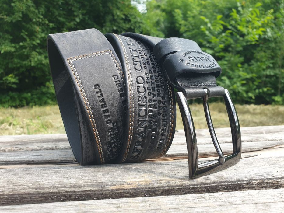 Кожаный широкий мужской ремень Levis