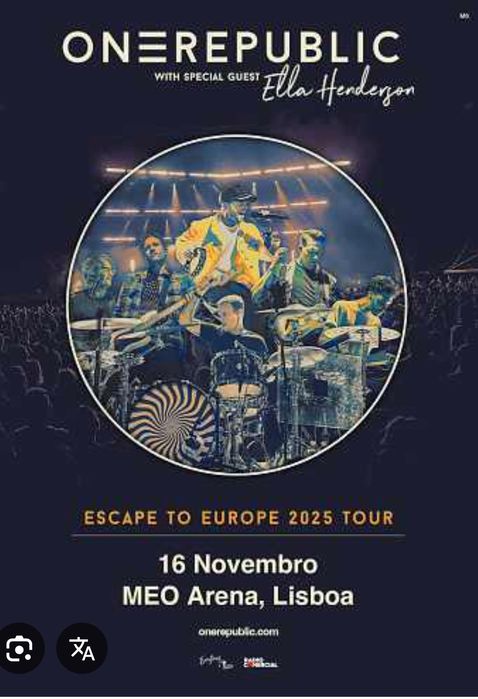 Vendo 2 bilhetes para o Concerto dos One Republic, Lisboa 2025