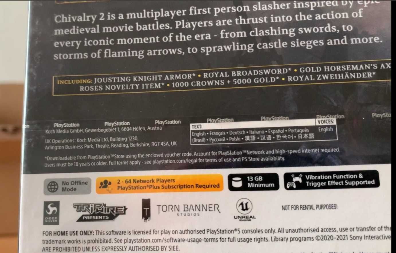 PS5 Chivalry II - Steelbook Edition (New) RU SUB PPSA 02184