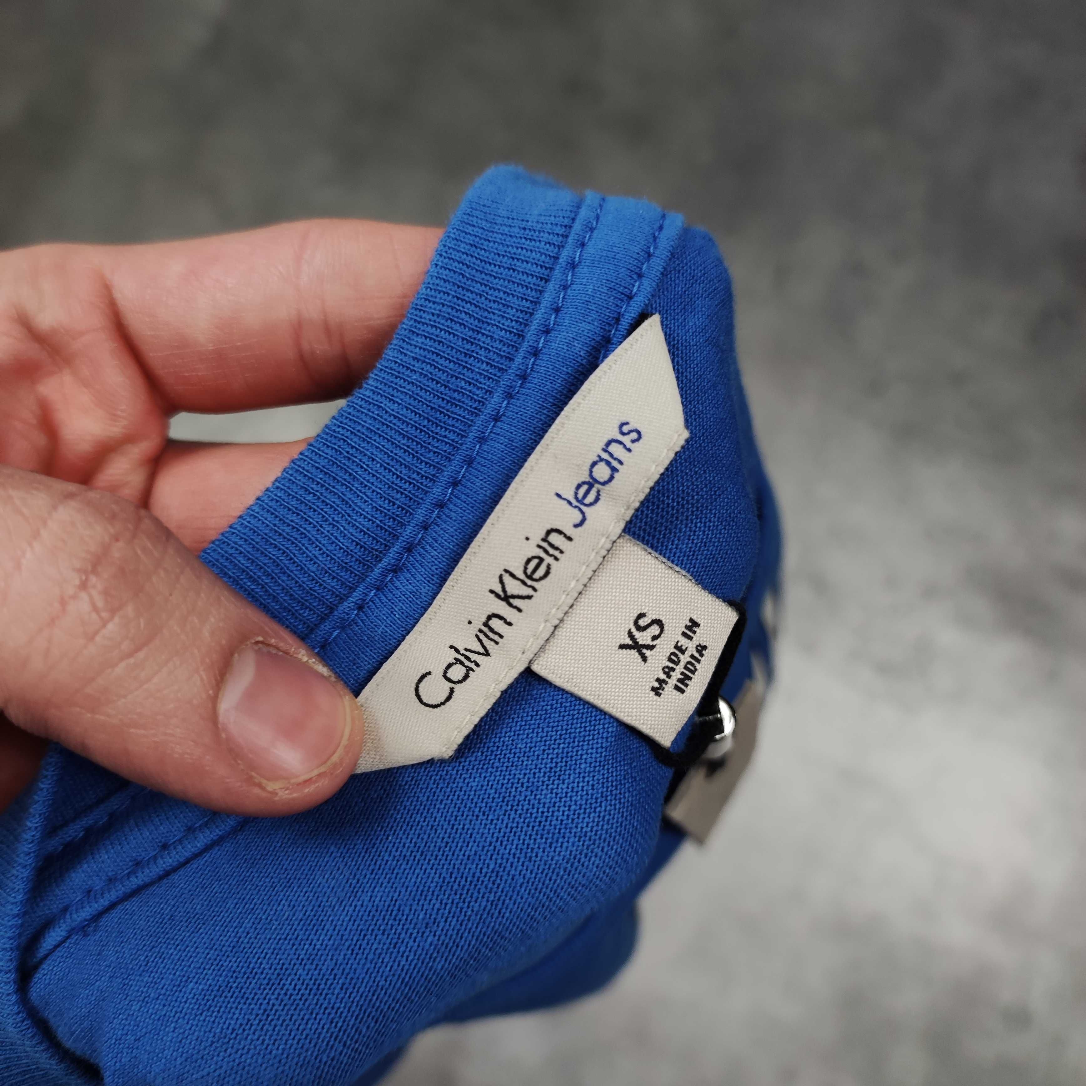 MĘSKA NOWA Koszulka Premium Niebieska Metka Duże Logo Calvin Klein