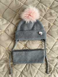 Зимова шапка та хомут на дівчинку 2-3 роки