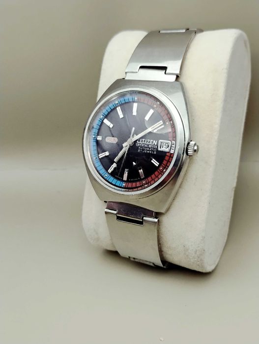 Stalowy CITIZEN z kalendarzem ciekawy męski automatyczny zegarek