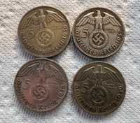 Niemcy  5 marek 2 wojna  zestaw  4 monet