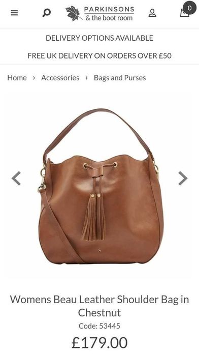 Жіноча шкіряна сумка Joules Beau у кольорі каштан Womens Shoulder Bag