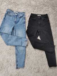 Spodnie jeansy 2 pary dżinsowe Topshop Mom XS 32 34 z wysokim stanem