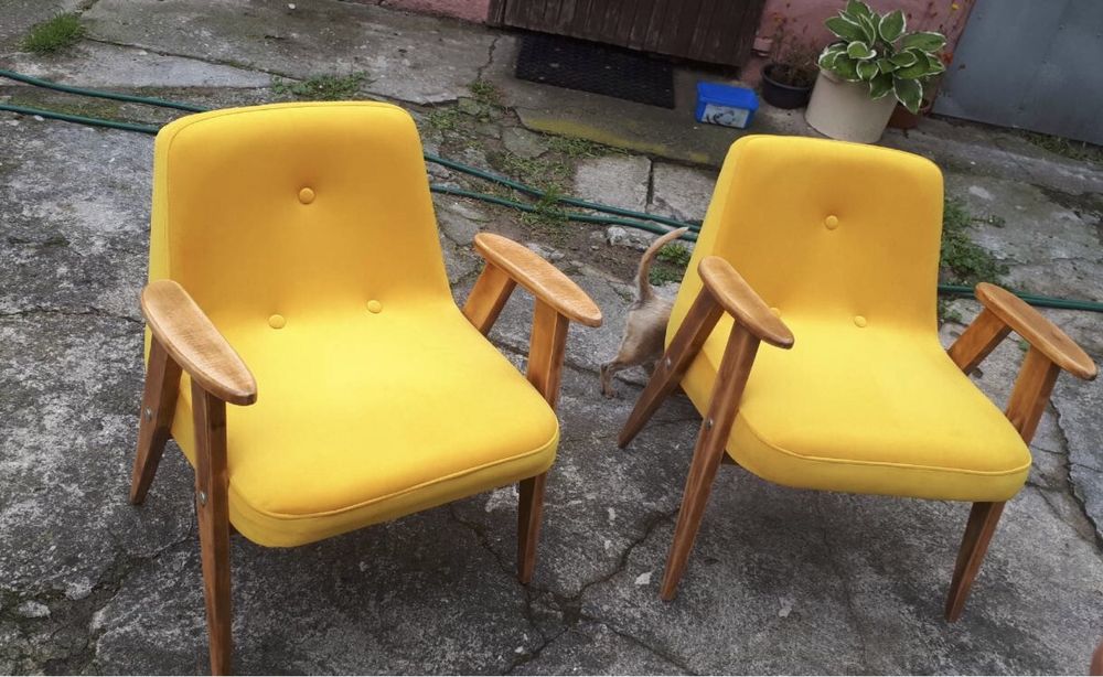 Fotele PRL, projekt Chierowski 366, vintage, loft