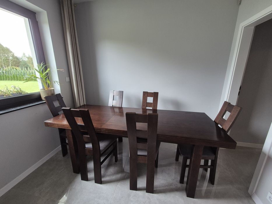 Duży stół rozkładany + 6 krzeseł