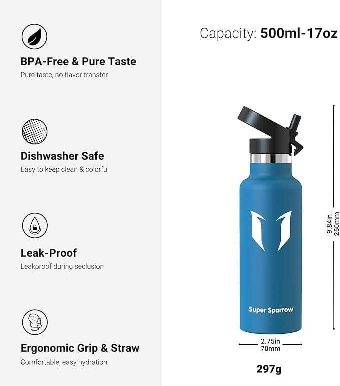 Super Sparrow Butelka Izolowana 350ML NIEBIESKA