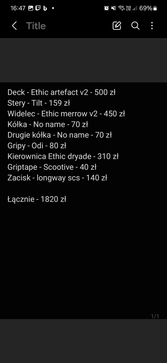 Hulajnoga Wyczynowa CUSTOM