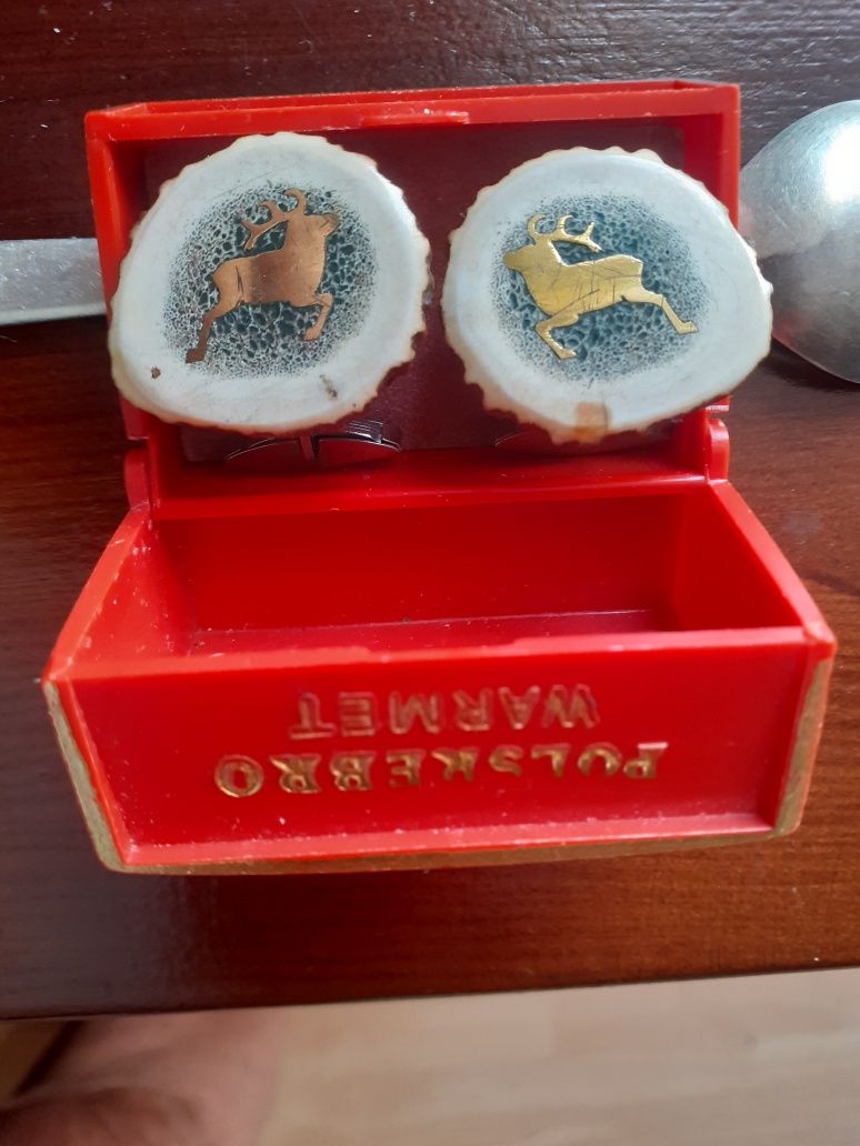 Spinki do mankietów dla myśliwego poroże z jeleniem