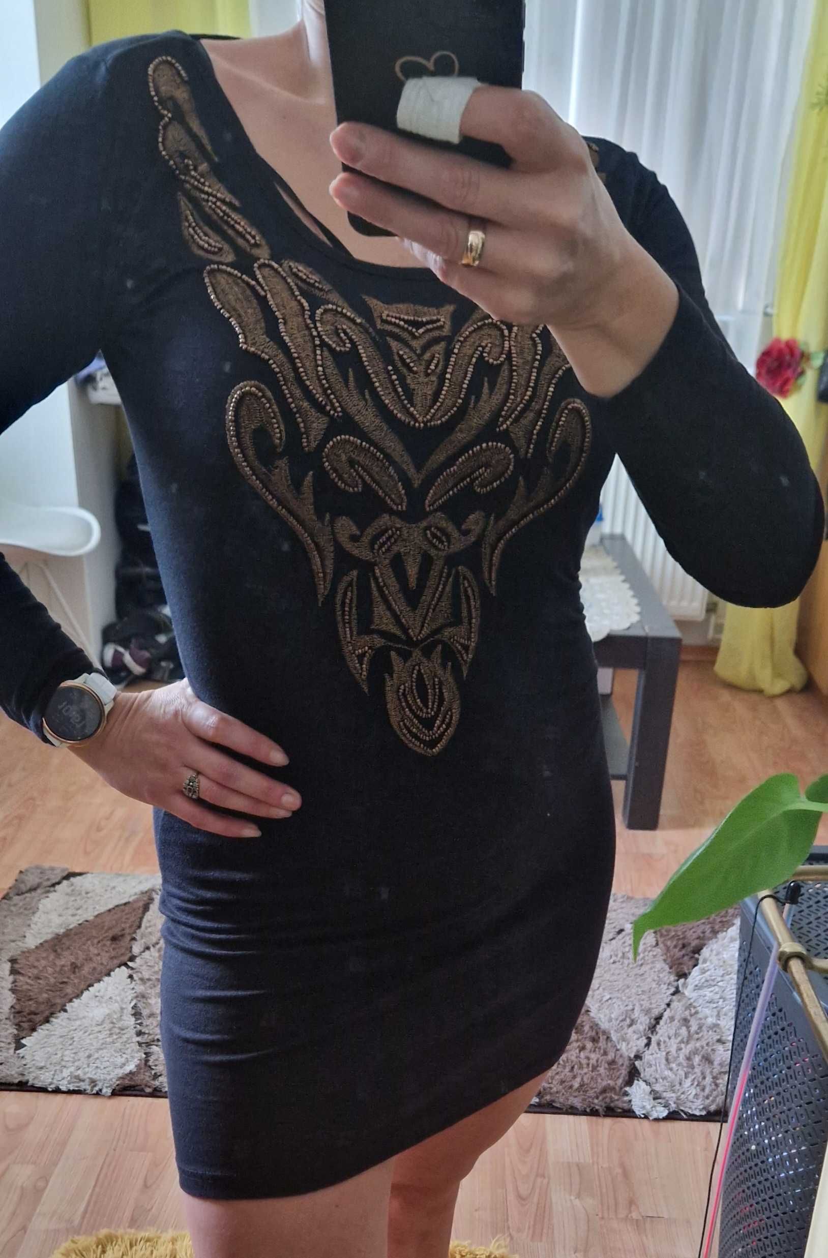 Czarna mini sukienka F&F xs paski na plecach
