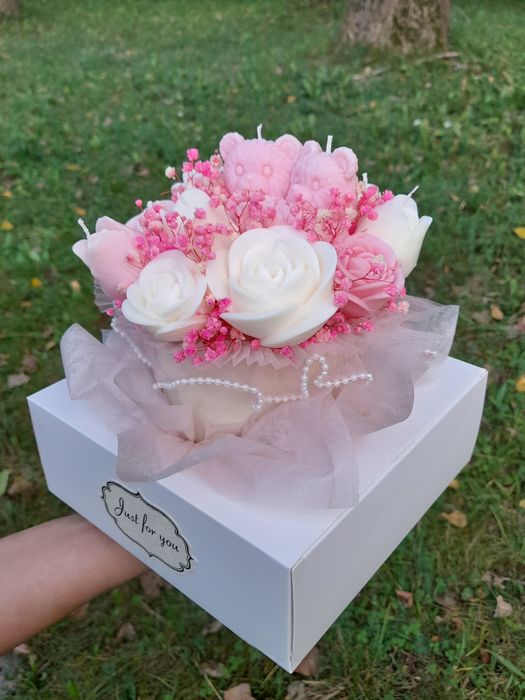 Flower box ze świec sojowych/box prezentowy