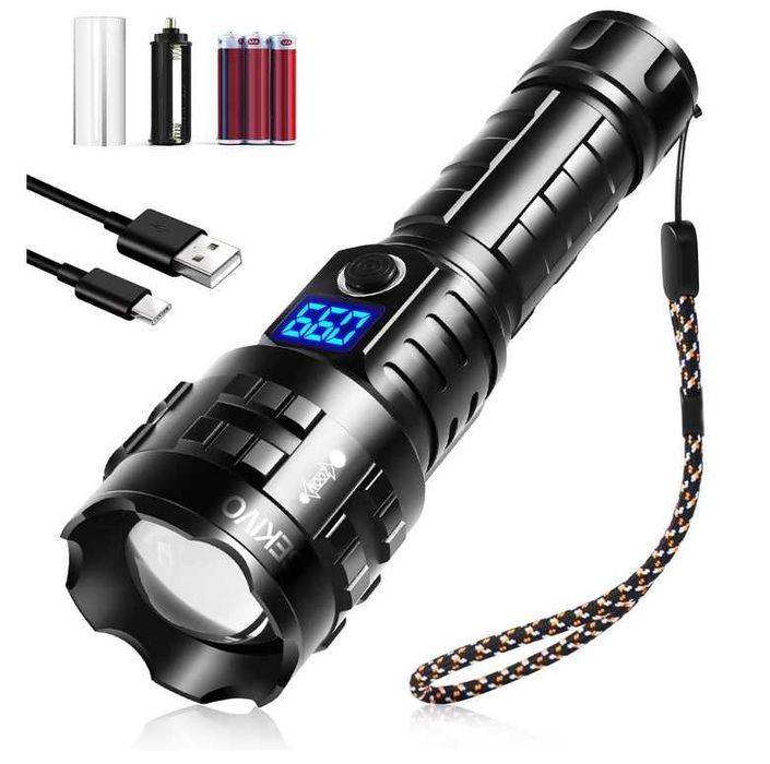 Latarka LED akumulatorowa taktyczna MOCNA POWERBANK
