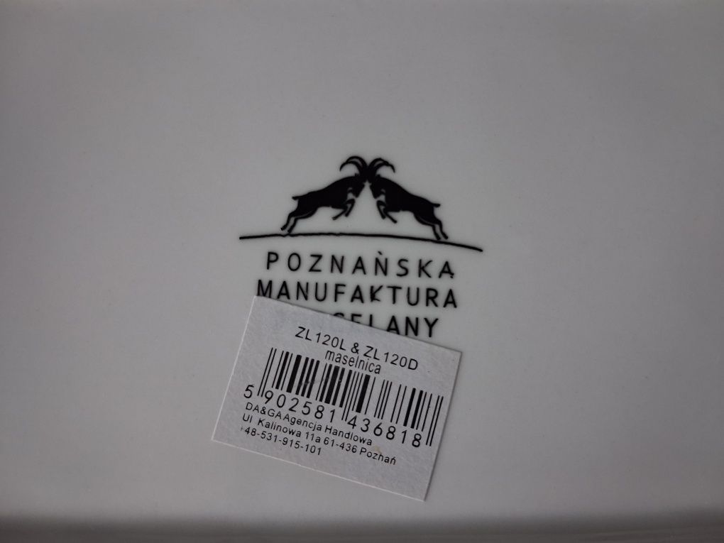 Zestaw maselniczka porcelanowa + solniczka + pieprzniczka