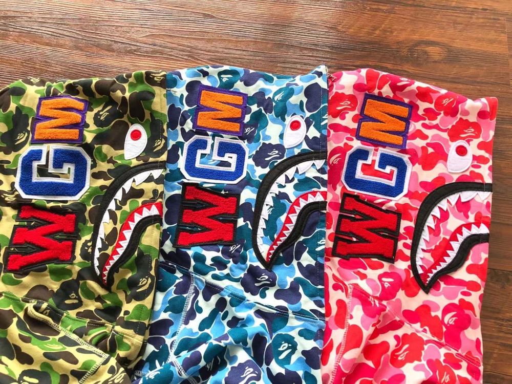 Bluza Z Kapturem Bape Shark A Bathing Ape Niebieska/Różowa/Zielona