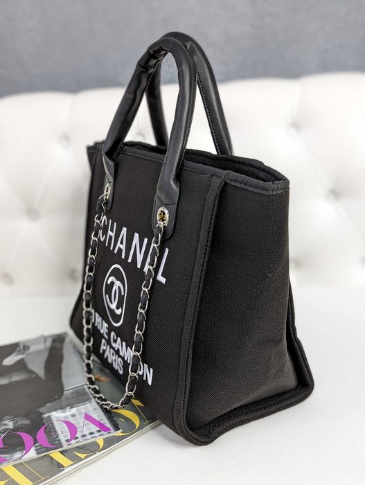 Сумка в стилі Chanel велика шопер чорна