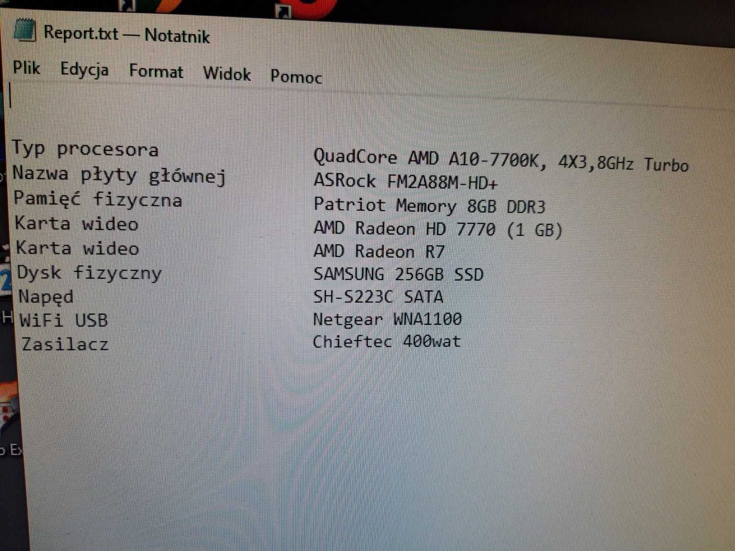 Komputer AMD A10 7700, 4X3.80GHz, 256SSD, RAM 8GB