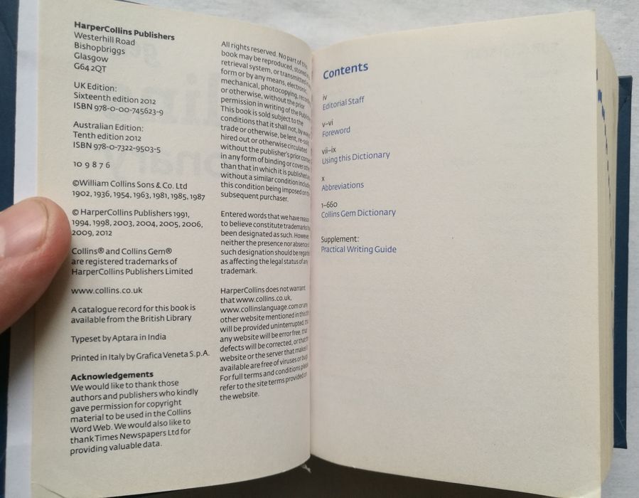 Карманный словарь Collins English Dictionary, цветной принт