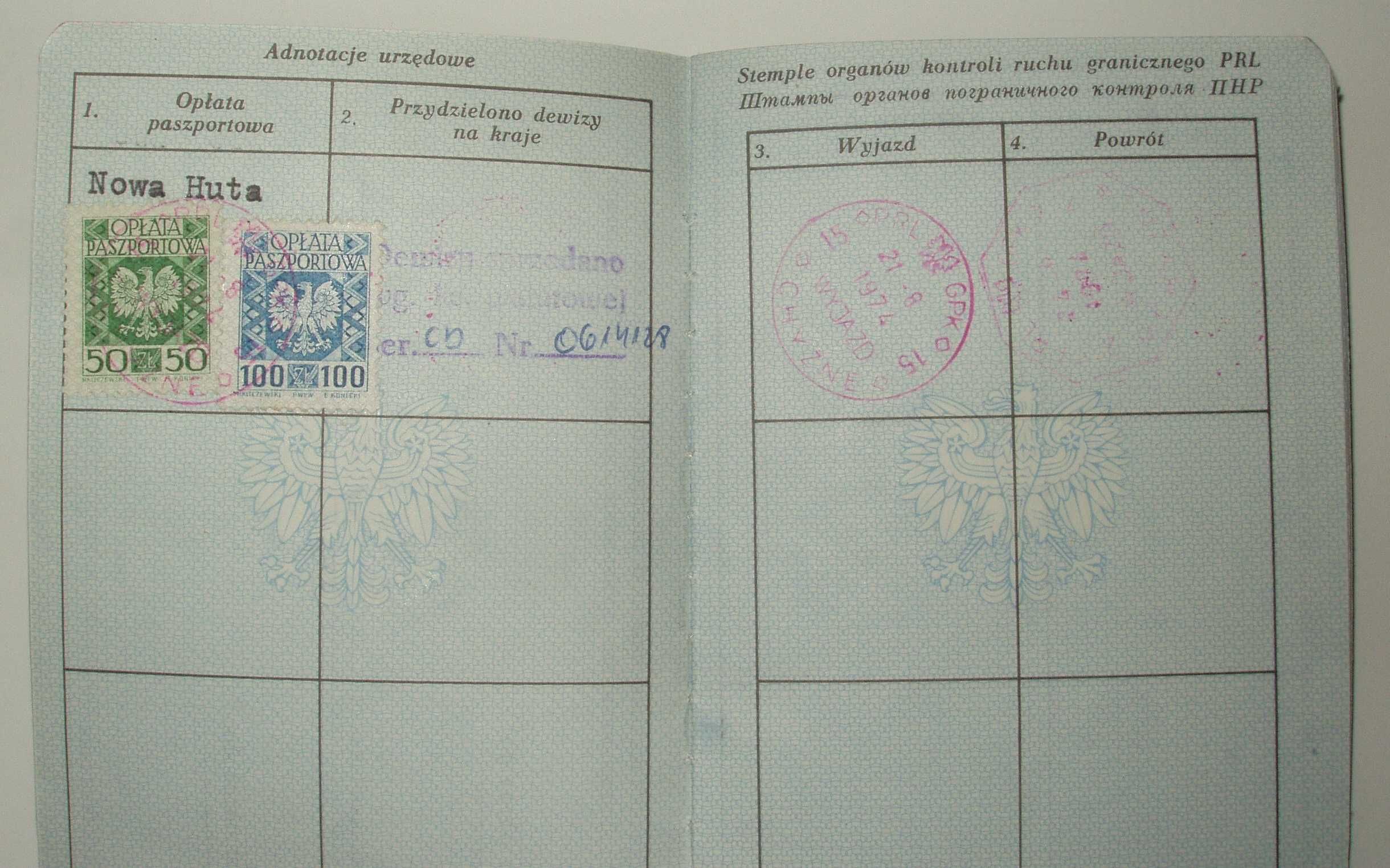 Wkładka Paszportowa Wielokrotna PRL
