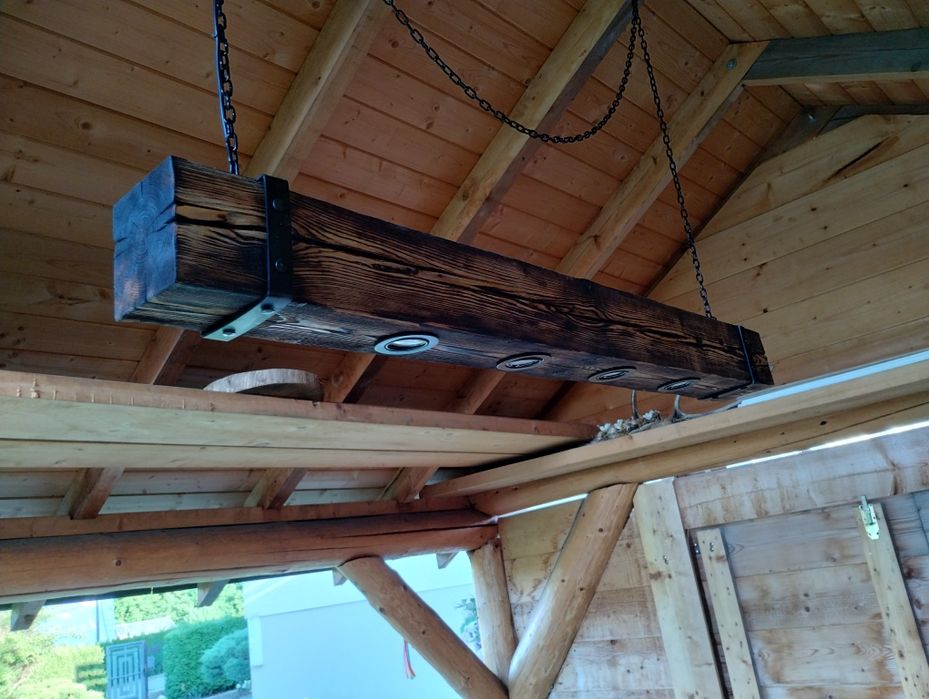 Rustykalna/loft lampa z belki 150 cm – handmade, rękodzieło,