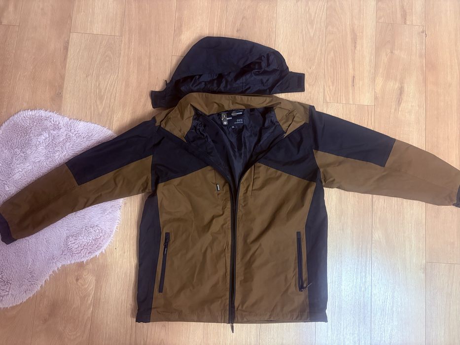 Kurtka ocieplana zimowa 3w1 z odpinaną podpinką brązowo-czarna