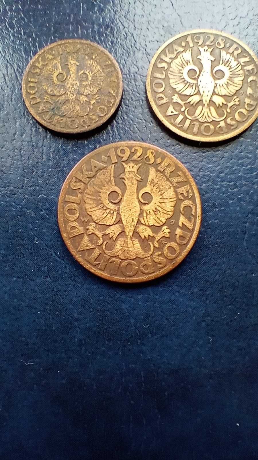 Stare monety 1 gr 2 gr 5 gr 1928 zestaw 2RP