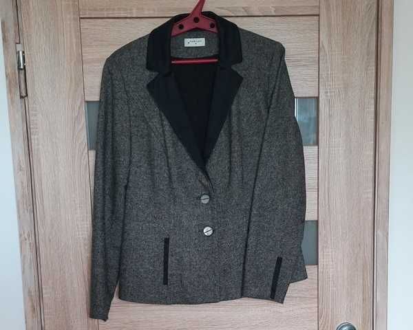 Żakiet marynarka wełna rozm. M/L melanż ciemnoszary - stan doskonały