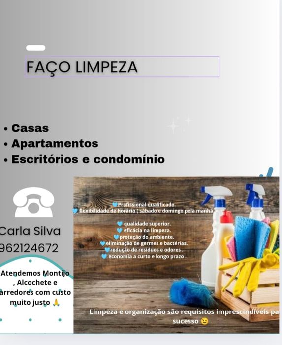 Faço limpeza bem feita no Montijo, Alcochete e arredores