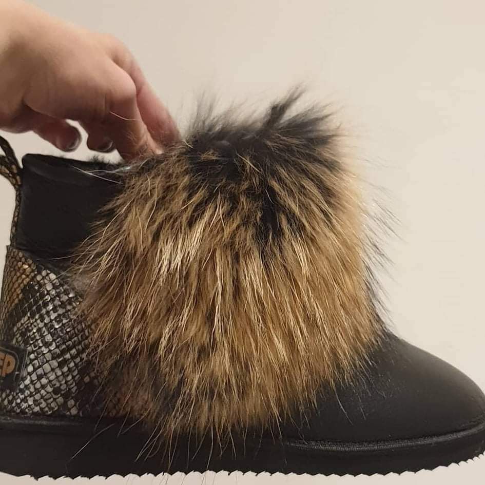 Buty damskie śniegowce naturalne futerko z jenota