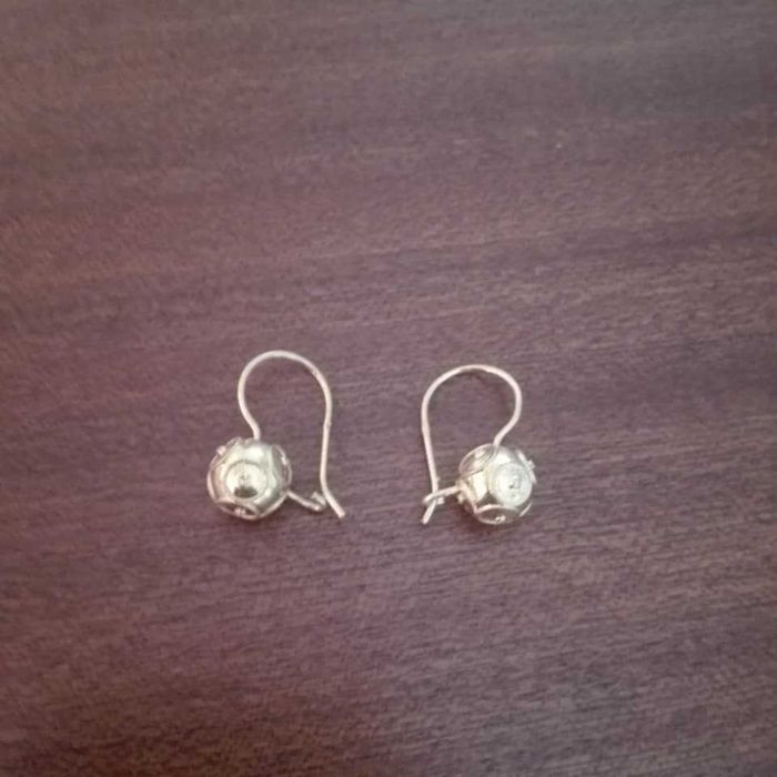 Brincos gancho prata dourada 925 bolas de viana 8.00 mm