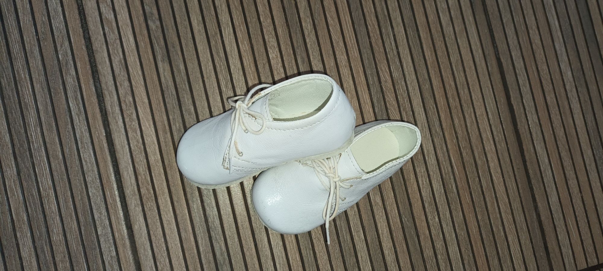 Buciki półbuciki baletki białe chrzest 19 - 12,5cmcm