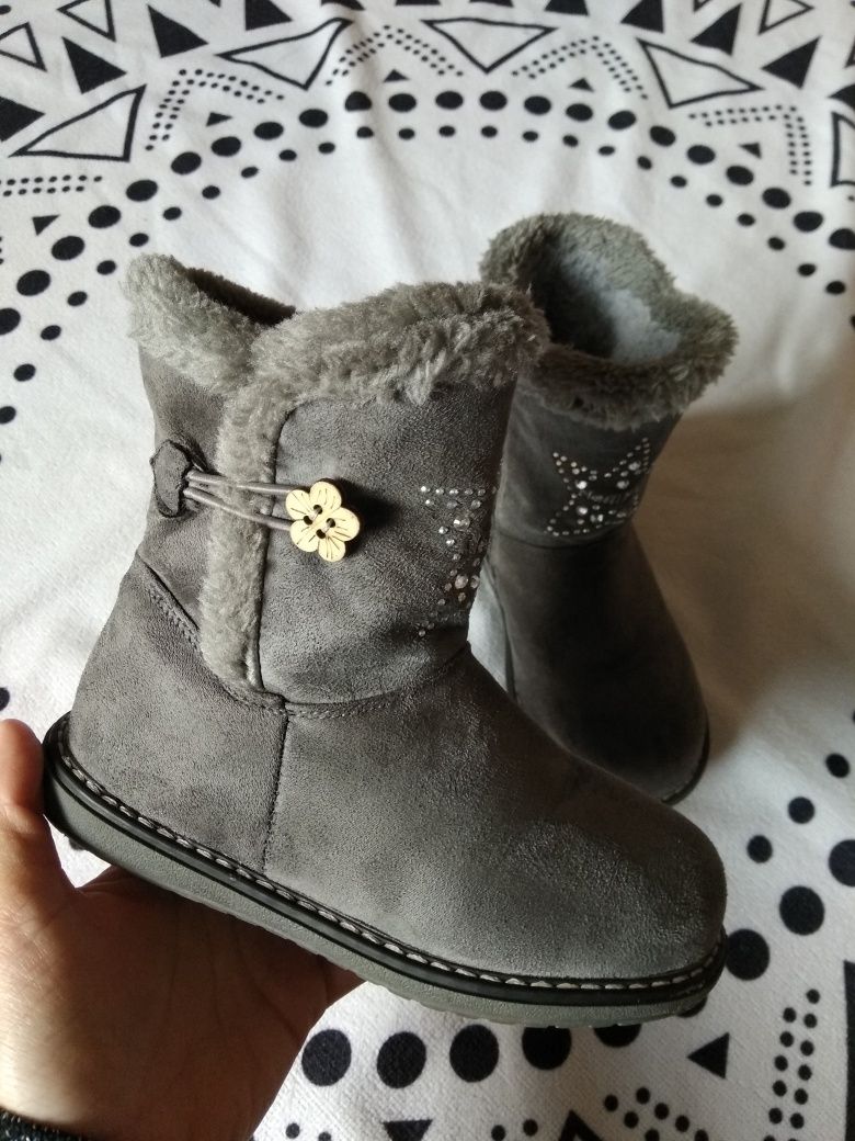 Szare buty zimowe kozaki kolor szary r.29 Nelli Blu wkładka 16,5 cm
