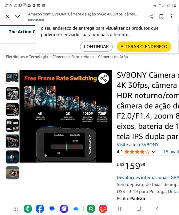 Camera de acção lente dupla