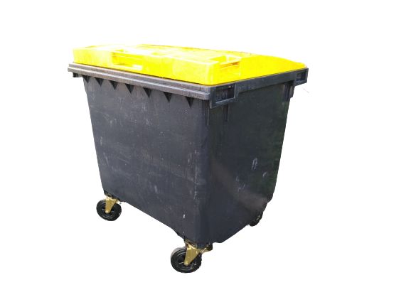 Używane pojemniki na odpady 1100l grafit z żółtą kubeł kosz śmieci