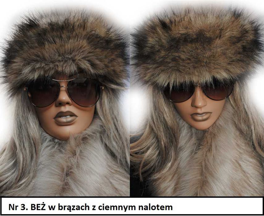 Zimowa OPASKA FUTRZANA jak czapka do kurtki