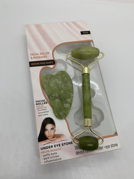 Масажер,Нефритовий ролик для масажу обличчя + гуаша