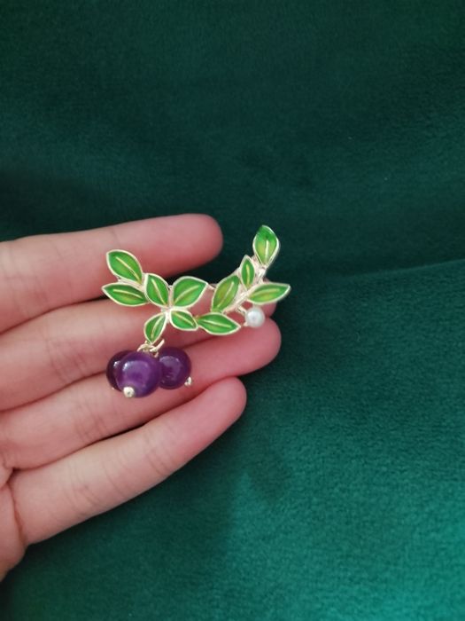 Broszka gałązka owoce jagody