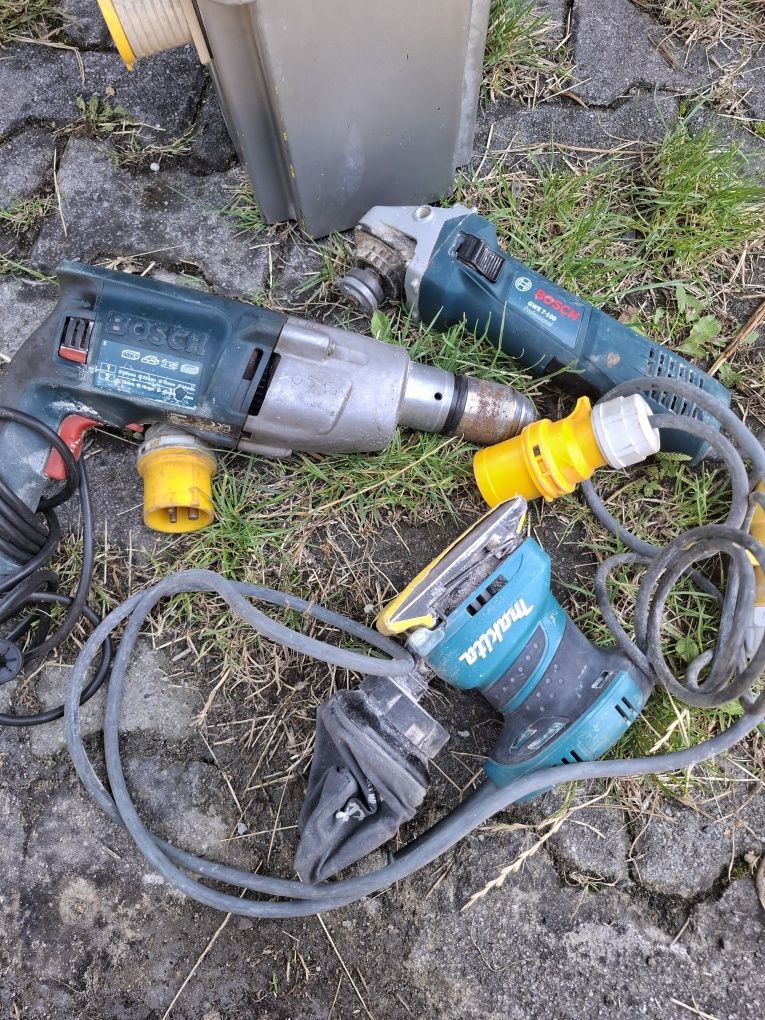 Wiertarka, szlifierka bosch + oscylacyjna makita 110v + transformator