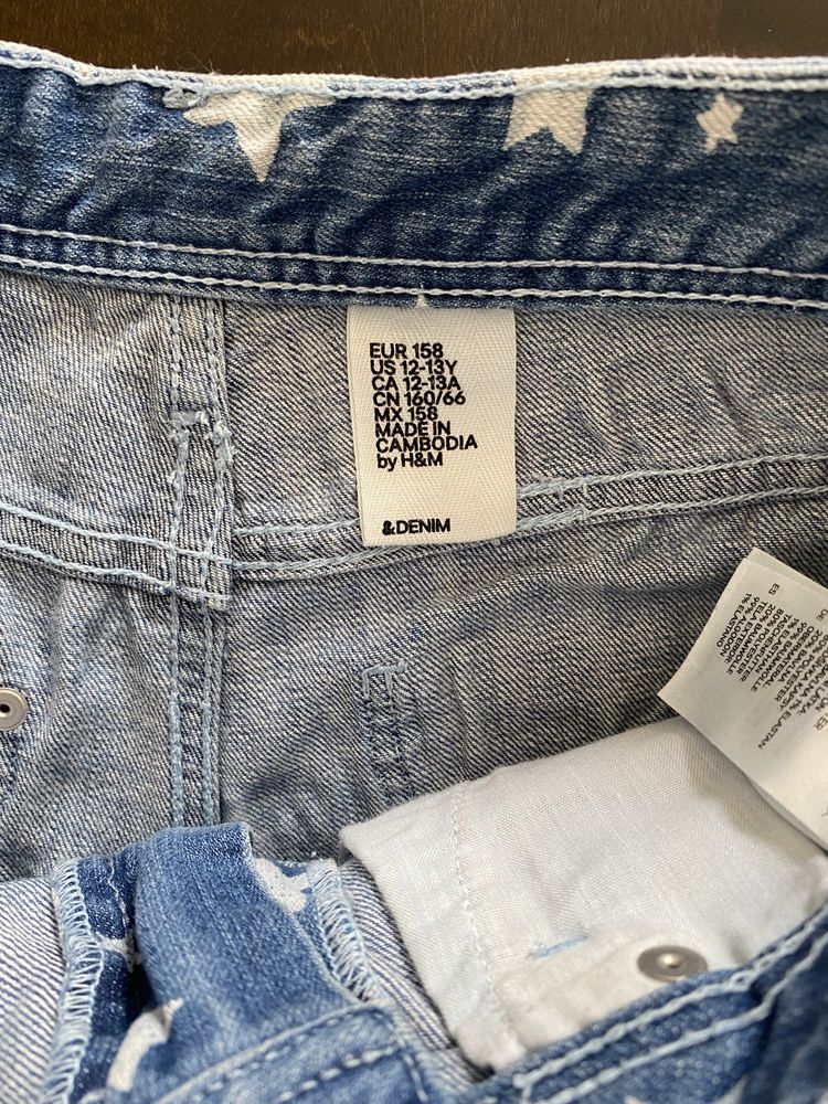 Spodenki jeans w gwiazdki 158 cm