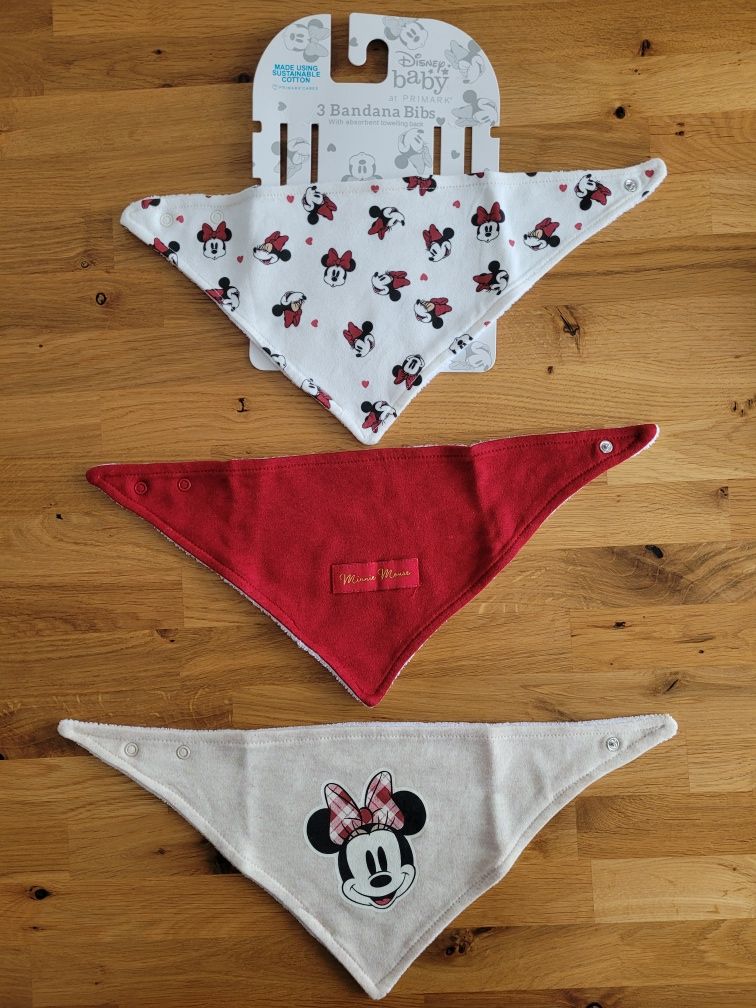 Chustki apaszki śliniaki niemowlęce Primark Minnie Mouse Disney 3pack