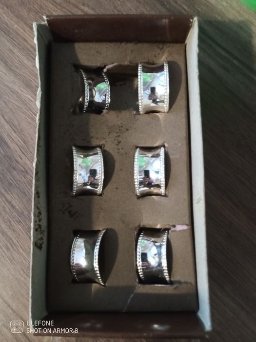 Pierścienie obręcze do serwetek posrebrzane 6 sztuk komplet stare