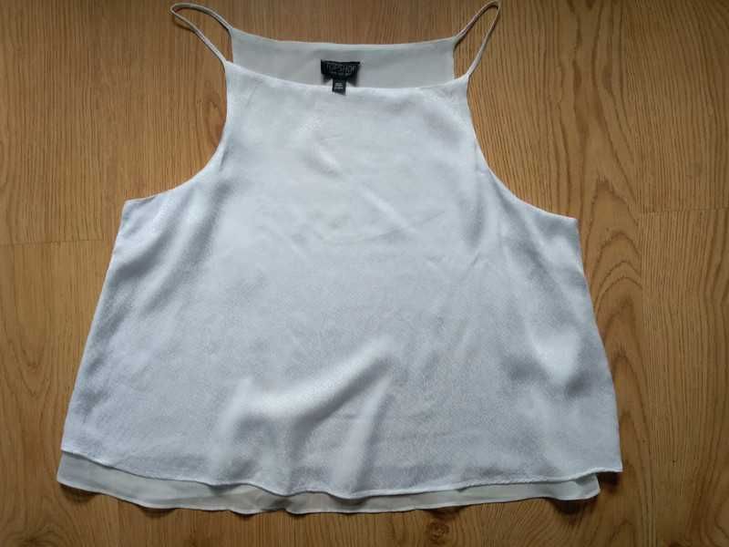 top halter Topshop biały klasyczny baza 40 L wzorek wężowy