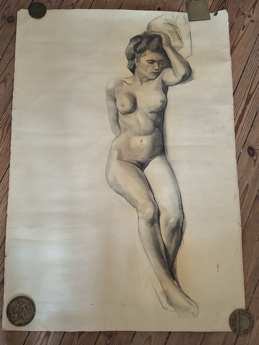 Grande pintura antiga nu
