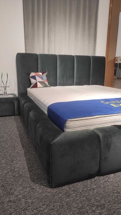 Łóżko tapicerowane 160x200 dużym z pojemnikiem i materacem